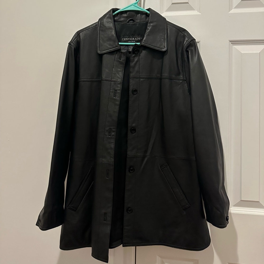 Leather collared jacket